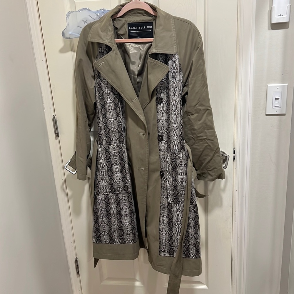 Snake skin print trench coat